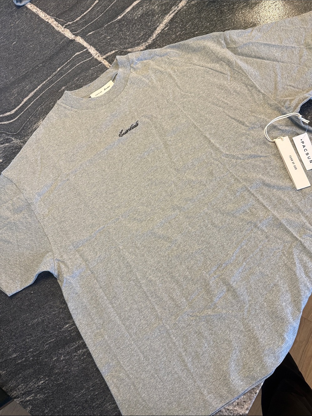 Essentials Fear of God Gray Logo Short Sleeve Crew Tee